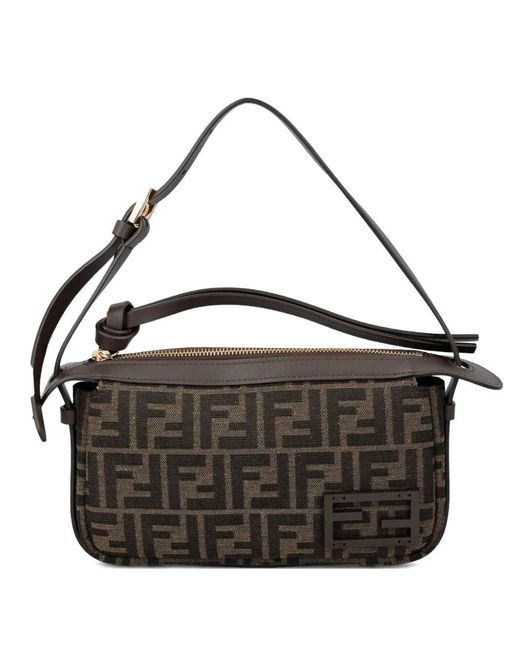Fendi Black Simply Mini Jacquard Ff Shoulder Bag