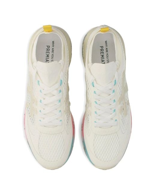 Premiata White Moerun Mesh-Panel Sneakers for men