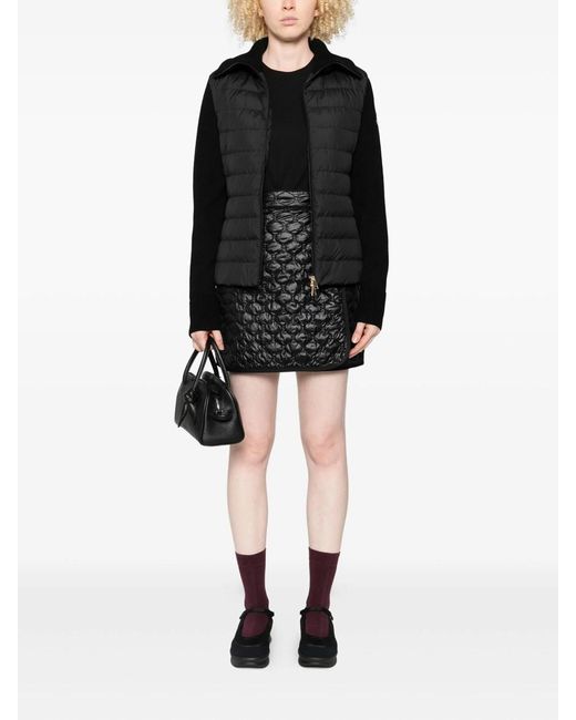 Moncler Black Wool Padded Cardigan With Zipper