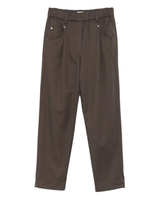 Brunello Cucinelli Gray Pleated-Front Five-Pocket Trousers