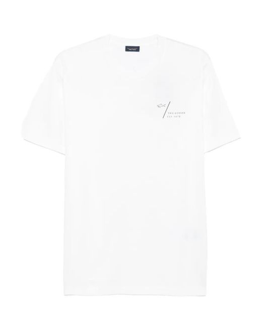 Paul & Shark White Back-Print Cotton T-Shirt for men