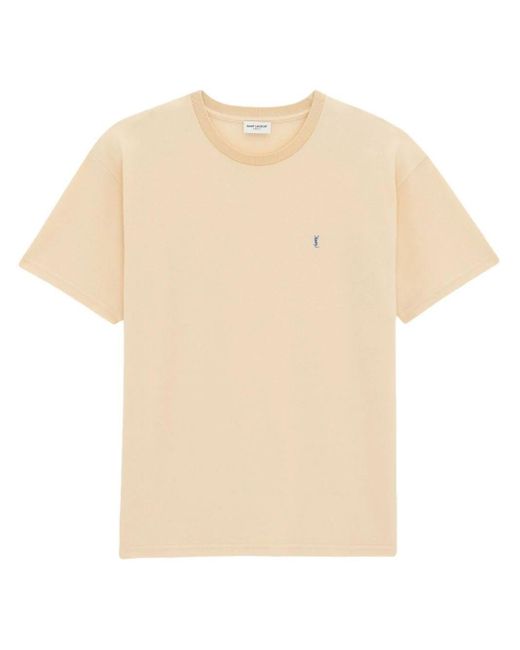 Saint Laurent Natural Cotton Piqué T-Shirt for men