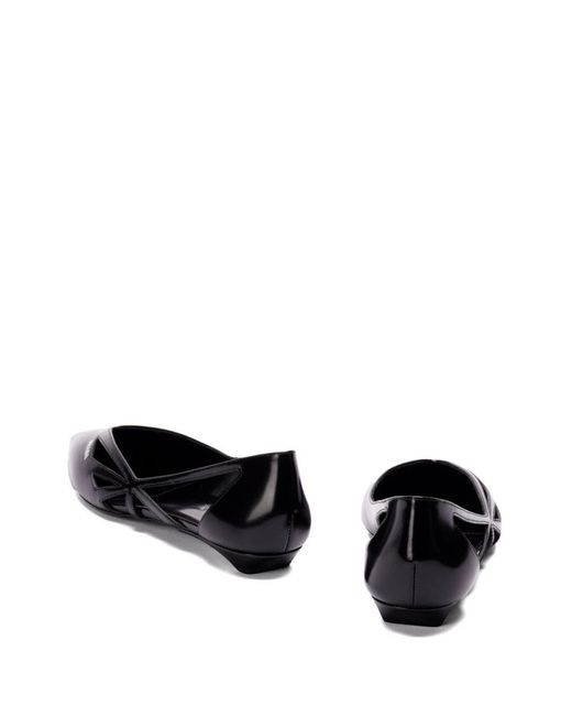 Prada Black 15Mm Cut-Out Leather Ballerina Shoes