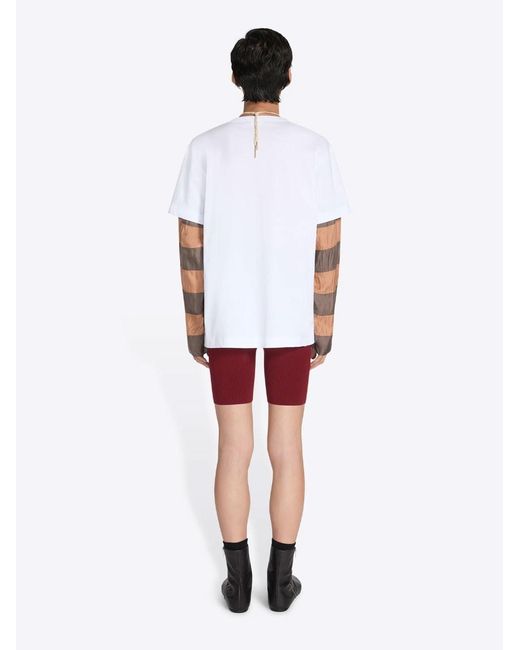 Dries Van Noten White Loose Fit Contrast Striped Sleeves T-Shirt for men