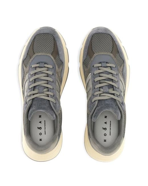 Hogan Gray Hyperlight Leather And Mesh Sneakers Shoes for men