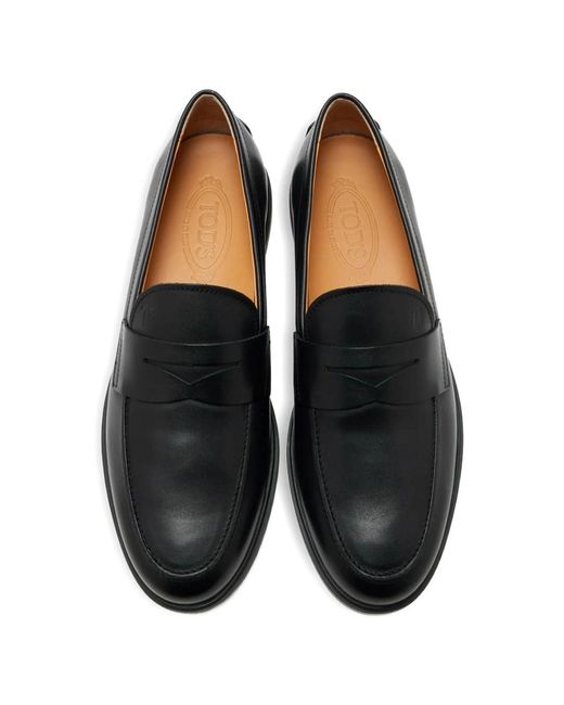 Tod's Black Leather Loafers for men