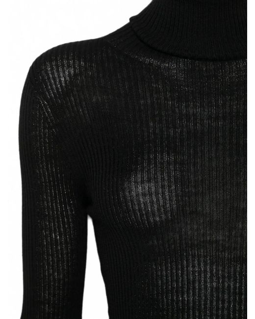 Roberto Collina Black Merino Wool Turtleneck Pullover