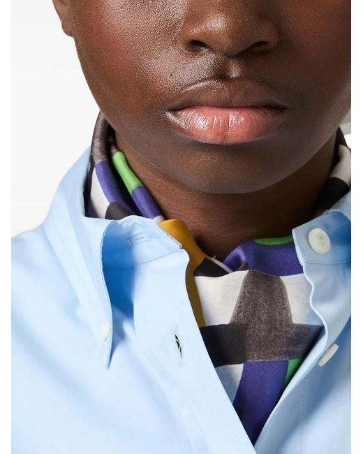 Miu Miu Blue Poplin Side Tie Dress