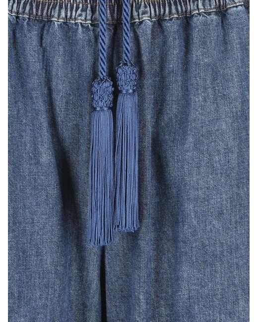 Valentino Garavani Blue Wide Leg Jeans With Elastic Waistband