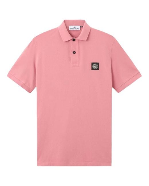Stone Island Pink Slim Fit Cotton Piquã Polo Shirt for men