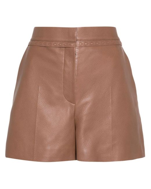 Fendi Brown Leather Shorts