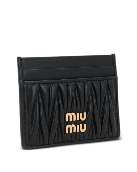Miu Miu Black Matelassé Nappa Leather Card Holder Accessories
