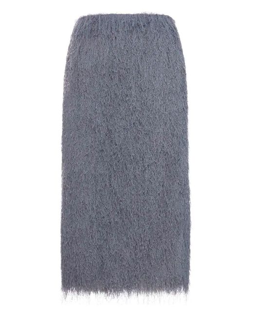 Dries Van Noten Gray Sokna Lightweight Fringed Midi Skirt Clothing