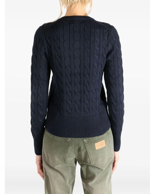 Polo Ralph Lauren Blue Cotton Cardigan With Embroidered Logo