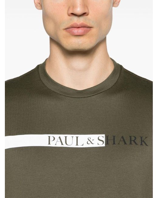 Paul & Shark Green Logo-print Cotton T-shirt for men