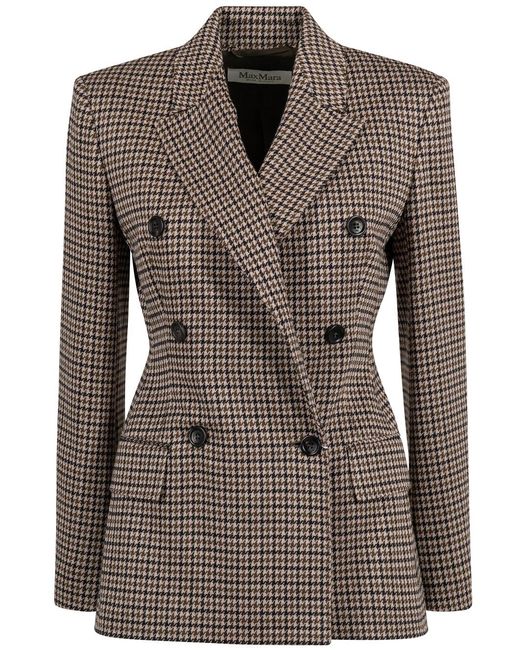 Max Mara Brown Eccelso Wool Blend Double Breasted Blazer