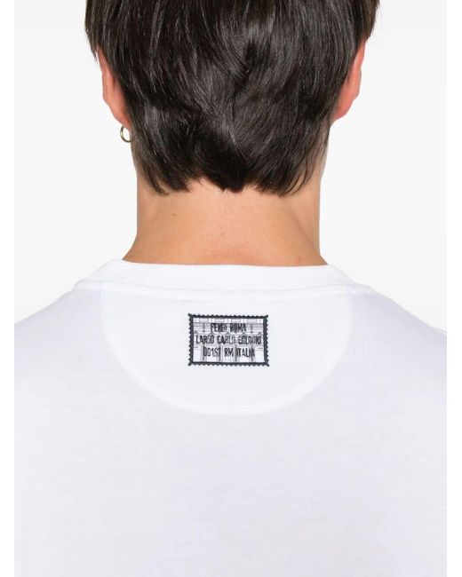 Fendi White Stamp T-Shirt for men