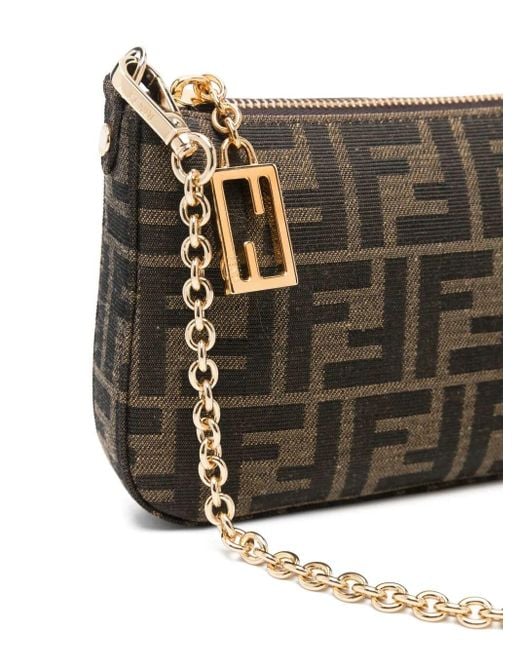 Pouch Baguette Con Catena di Fendi in Gray