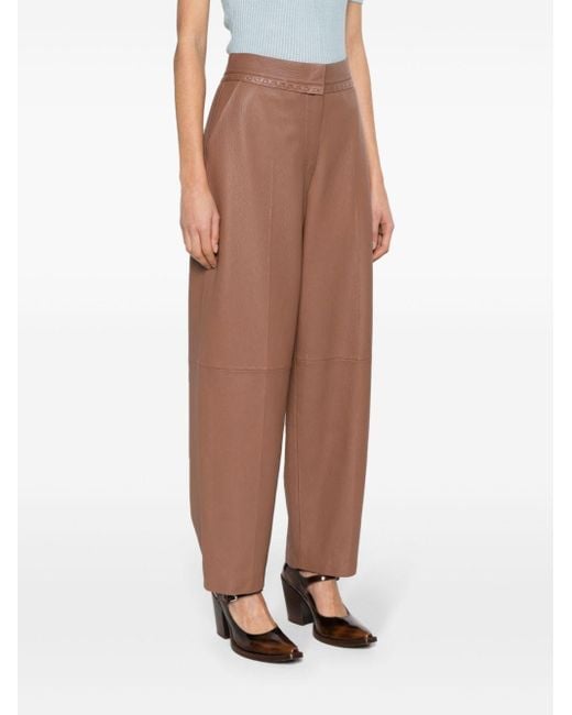 Fendi Brown Leather Trousers For