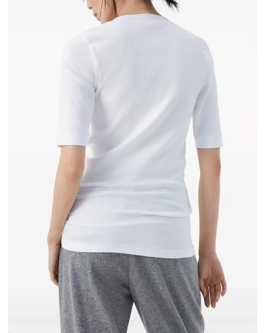 Brunello Cucinelli White V-Neck T-Shirt