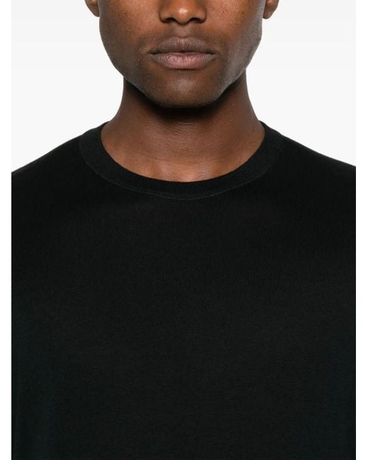 John Smedley Black Kempton Fine Knit Cotton T-shirt for men