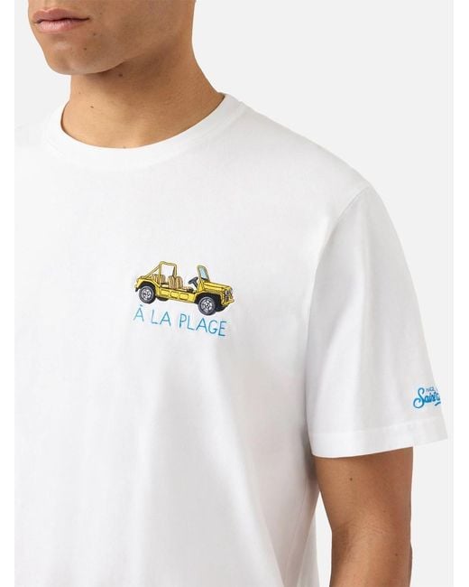 Mc2 Saint Barth White Portofino T-shirt With À La Plage Embroidery for men