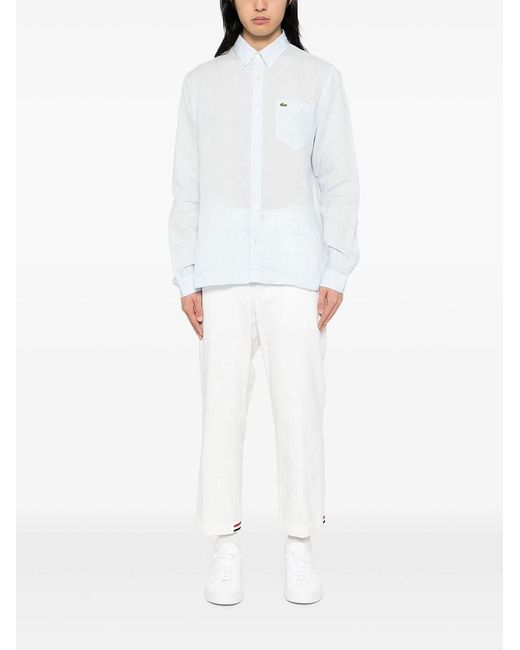 Lacoste Blue Regular-Fit Linen Shirt for men