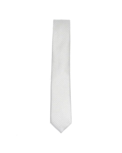 Giorgio Armani White Geometric Pattern Silk Tie for men