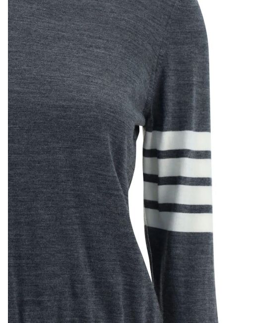 Thom Browne Blue Wool 4-Bar Relaxed Pullover