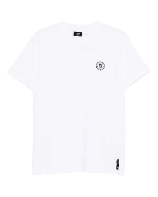 Fendi White Stamp T-Shirt for men