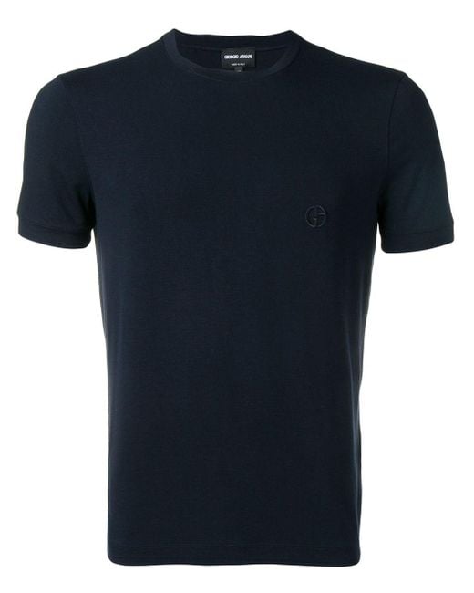 Giorgio Armani Black Stretch Viscose Jersey Crew Neck T-Shirt for men