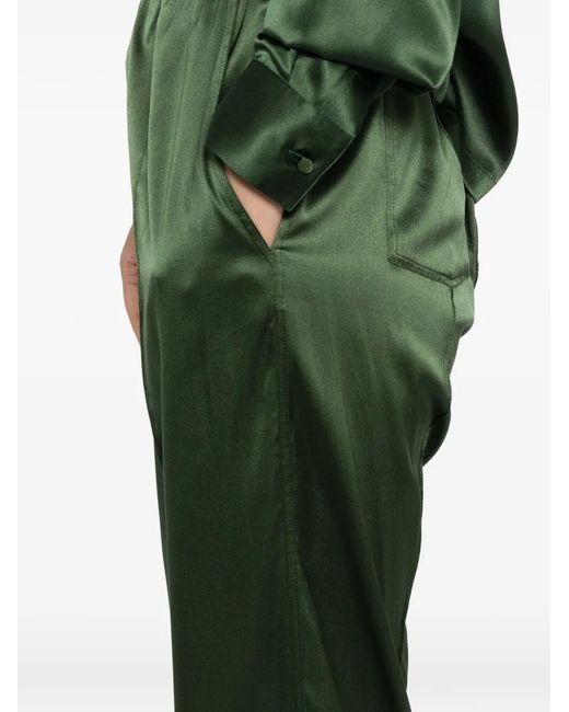 Tom Ford Green Moss Elasticated Logo Satin Pants