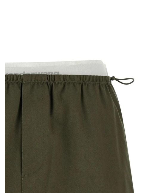 Alexander Wang Green Double-Layer Elastic-Waistband Skirt