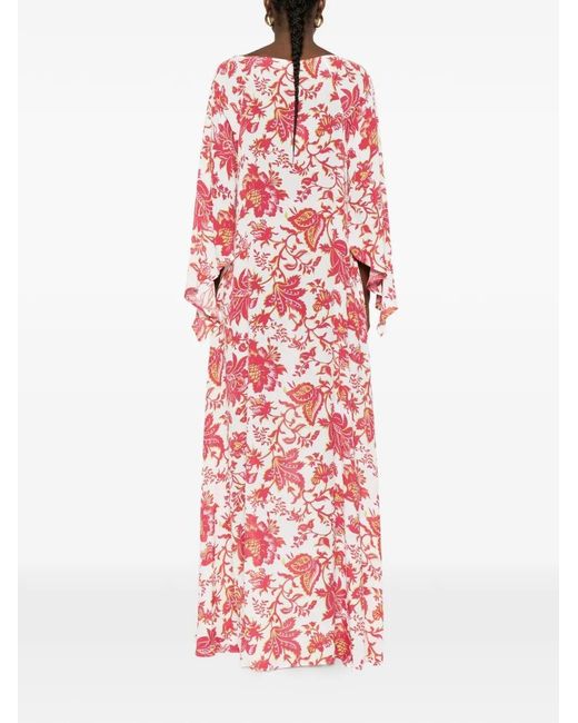 Etro Red Floral-Print Maxi Dress