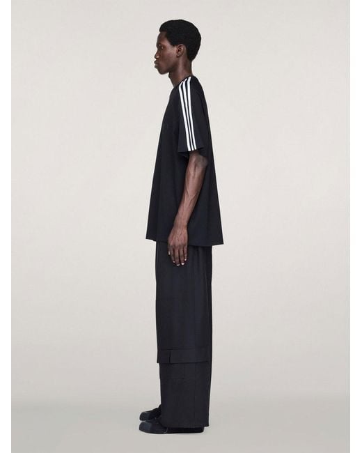 Y-3 Blue Wide Fit 3 Stripes T-Shirt for men