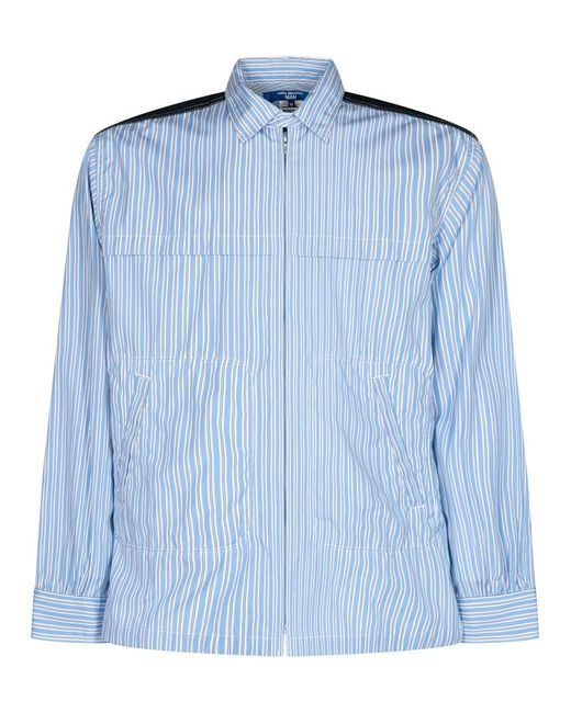 JUNYA WATANABE COMME DG Blue Striped Cotton Shirt With Zipper for men