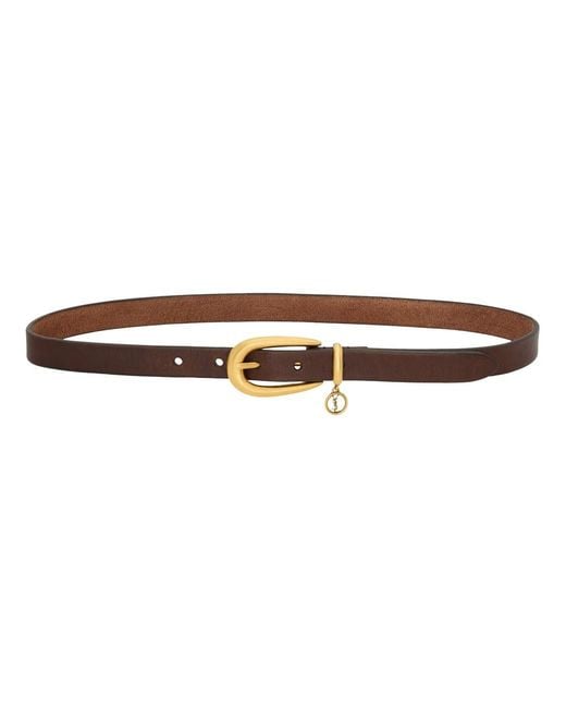 Saint Laurent White Cassandre Thin Leather Belt With Elongated Buckle And Ch