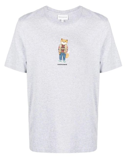 Maison Kitsuné White Dressed Fox Cotton T-shirt for men