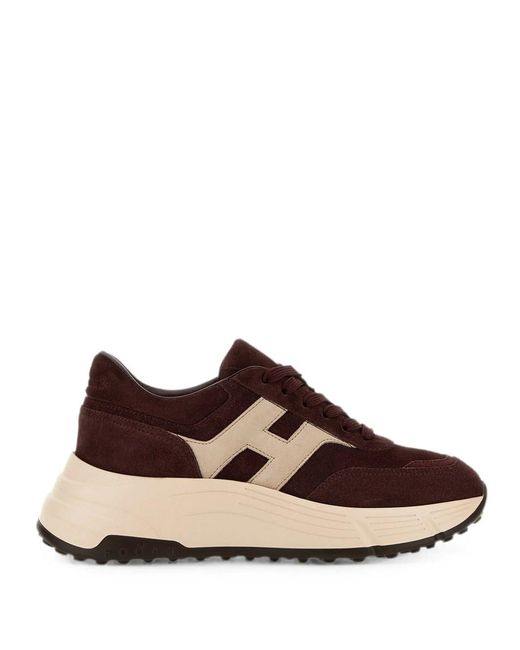 Hogan Brown Hi-Fi Suede Sneakers