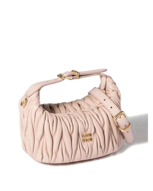 Miu Miu Pink Matelassé Nappa Leather Pouch