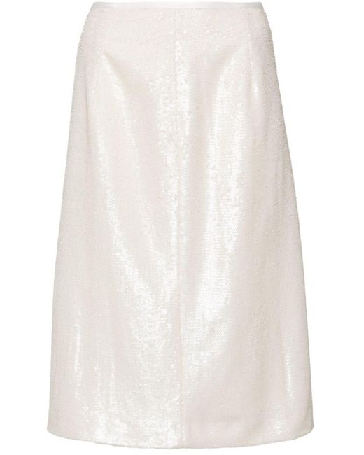 Incotex White Micro-sequin Pencil Skirt
