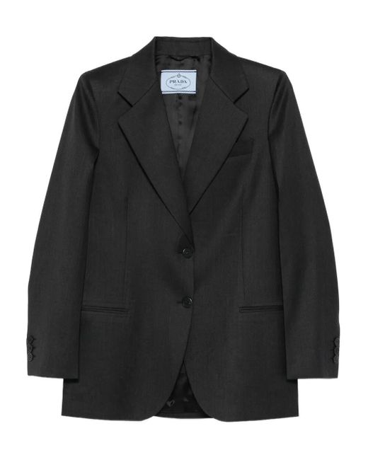 Prada Black Notched-Lapels Wool Blazer