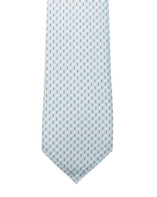 Giorgio Armani White Geometric Pattern Silk Tie for men