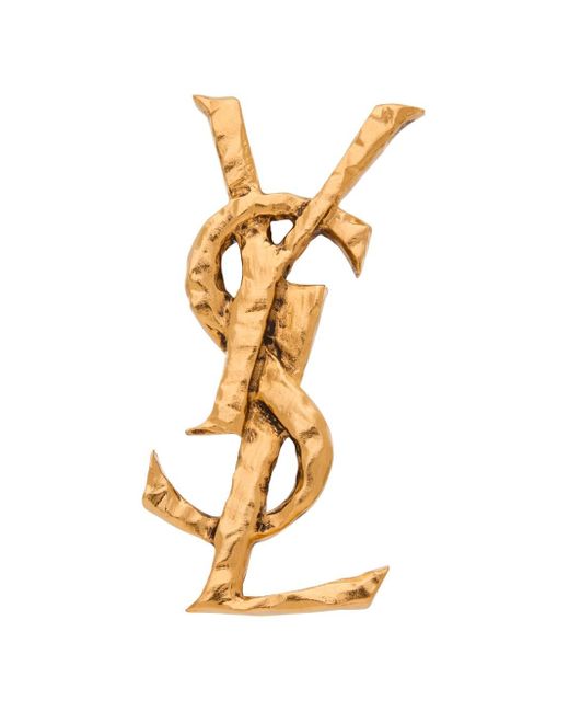 Saint Laurent Metallic Cassandre Single Clip-On Earring
