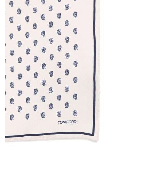 Tom Ford White Silk Pocket Square for men