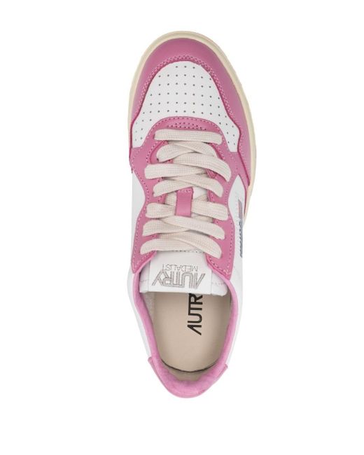 Autry Pink Medalist Low-top Leather Sneakers
