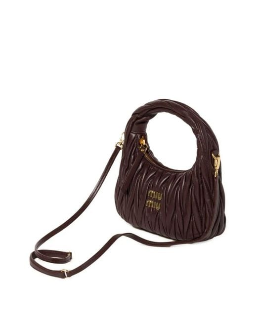 Miu Miu Brown Wander Matelassã Nappa Leather Small Hobo Bag