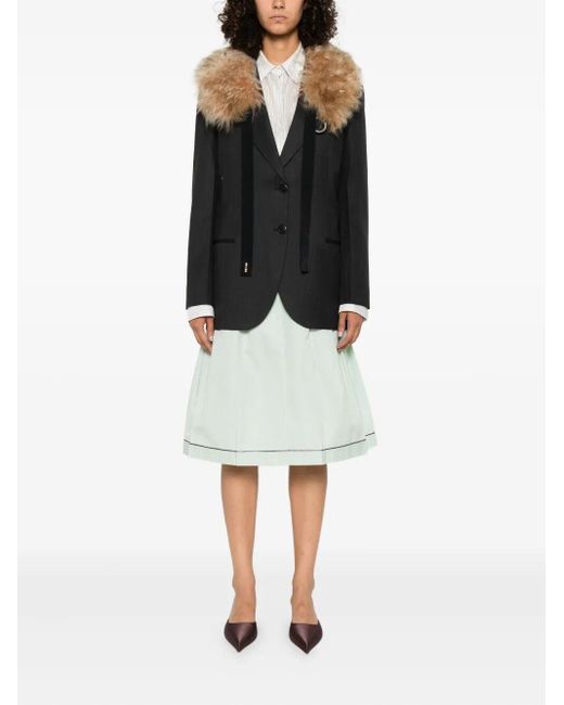 Prada Black Notched-Lapels Wool Blazer
