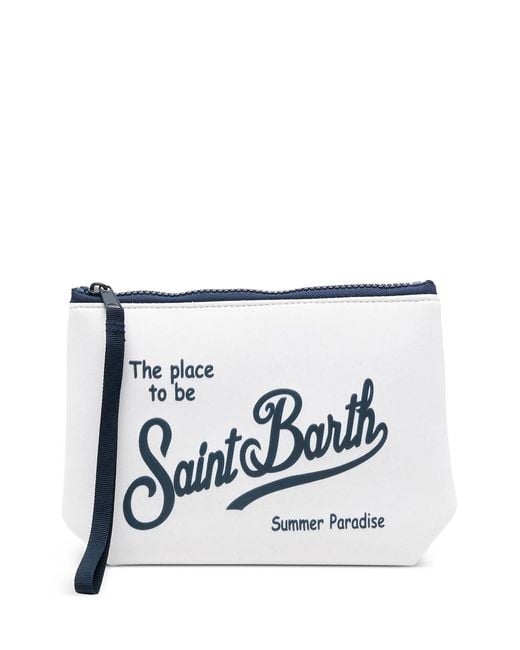 Mc2 Saint Barth White Aline Graphic Zip Clutch Bag