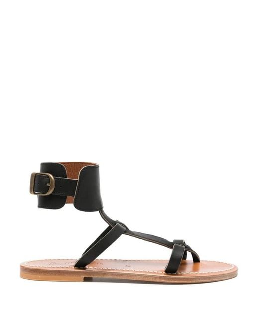K. Jacques Black Caravelle Flat Sandals
